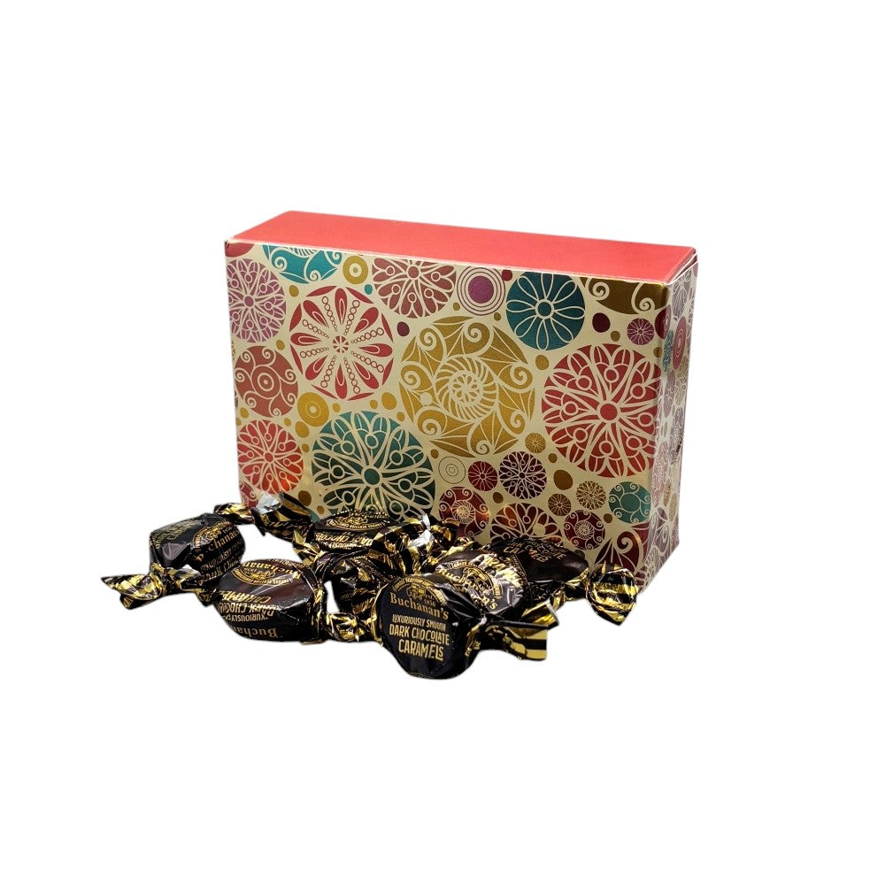 250g Rectangular Pattern Box of Buchanan's Chocolate Caramel Toffees