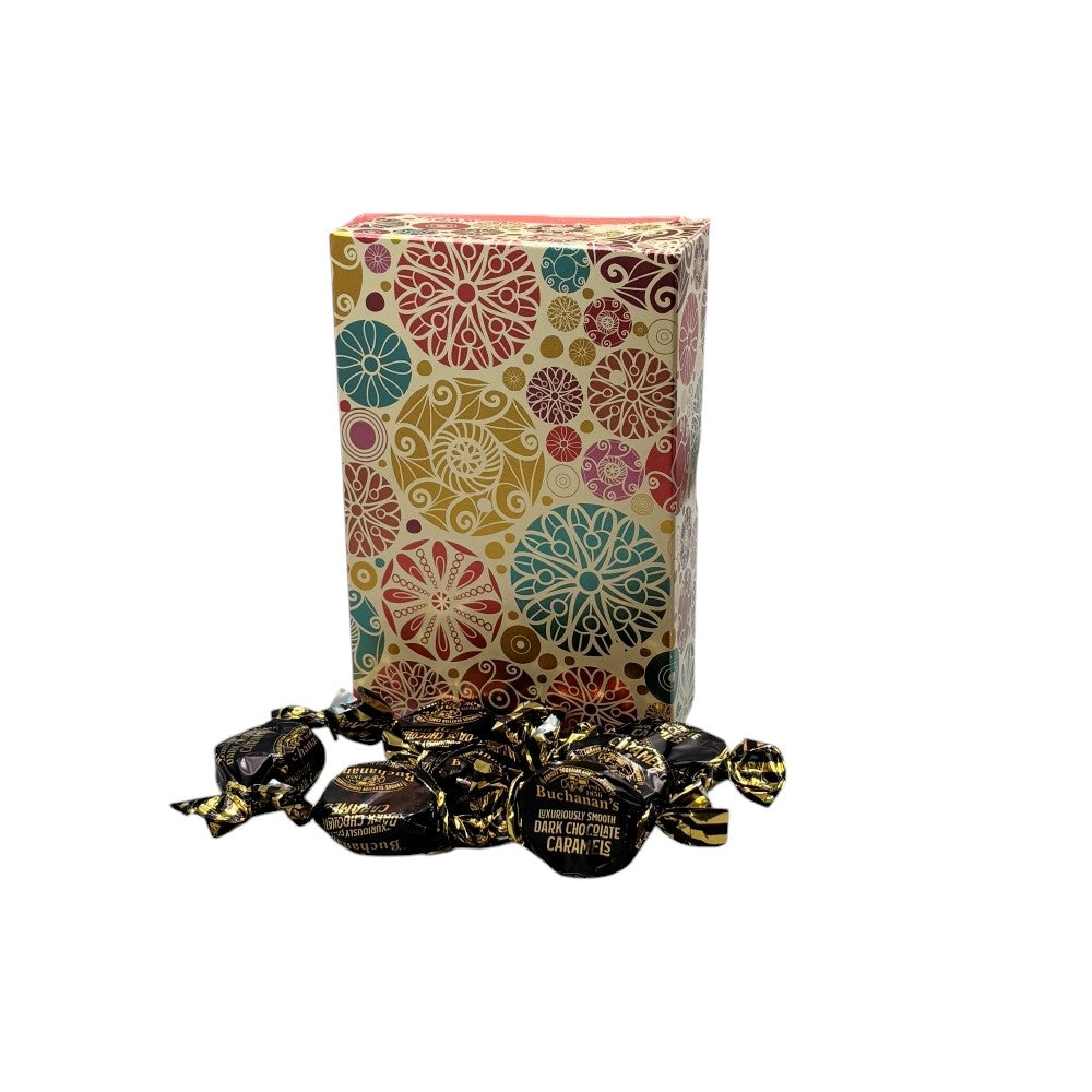 250g Rectangular Pattern Box of Buchanan's Chocolate Caramel Toffees