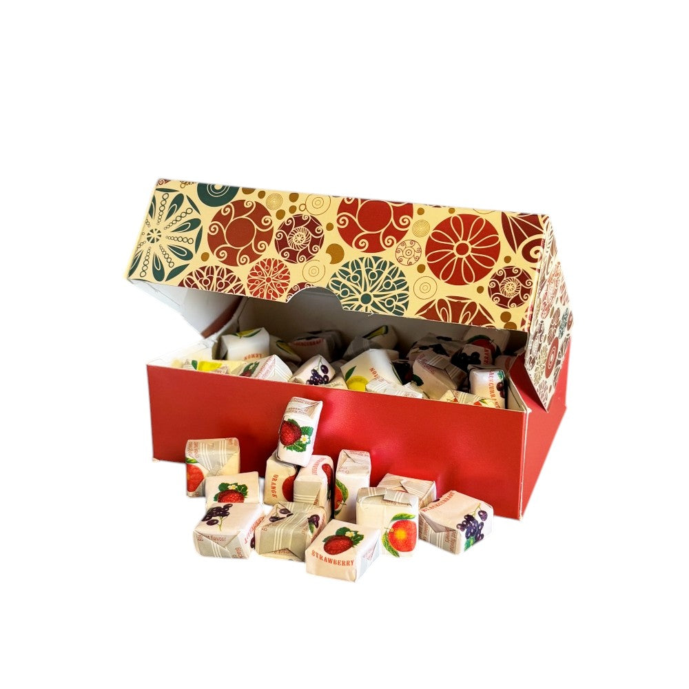 250g Rectangular Patterned Box of Fruity Chews Fruit Caramels