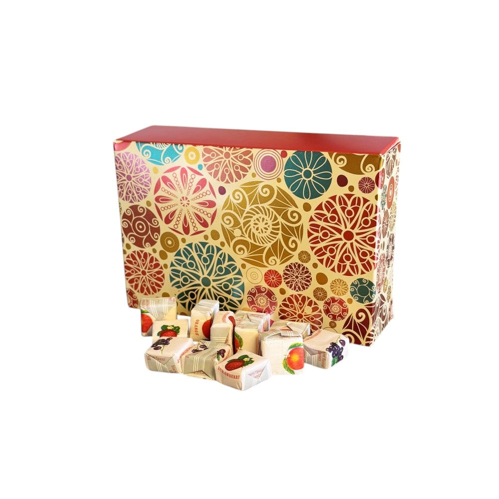 250g Rectangular Patterned Box of Fruity Chews Fruit Caramels