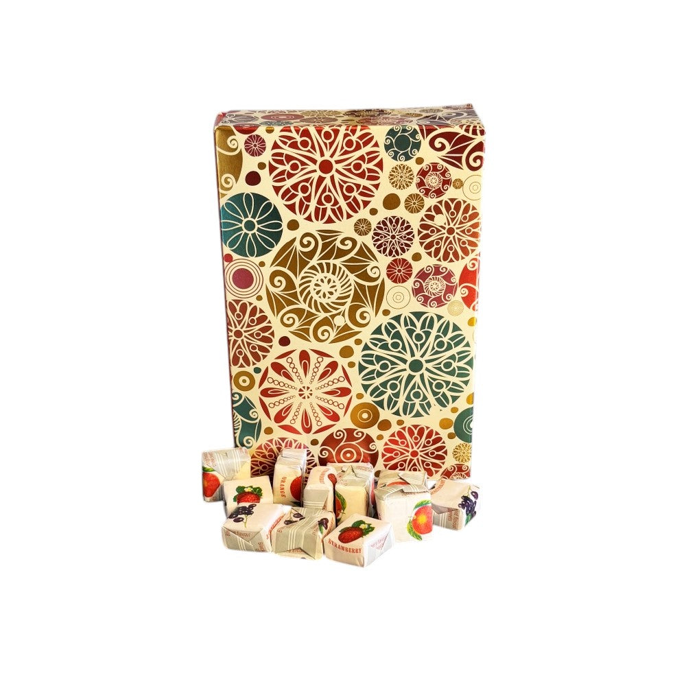 250g Rectangular Patterned Box of Fruity Chews Fruit Caramels