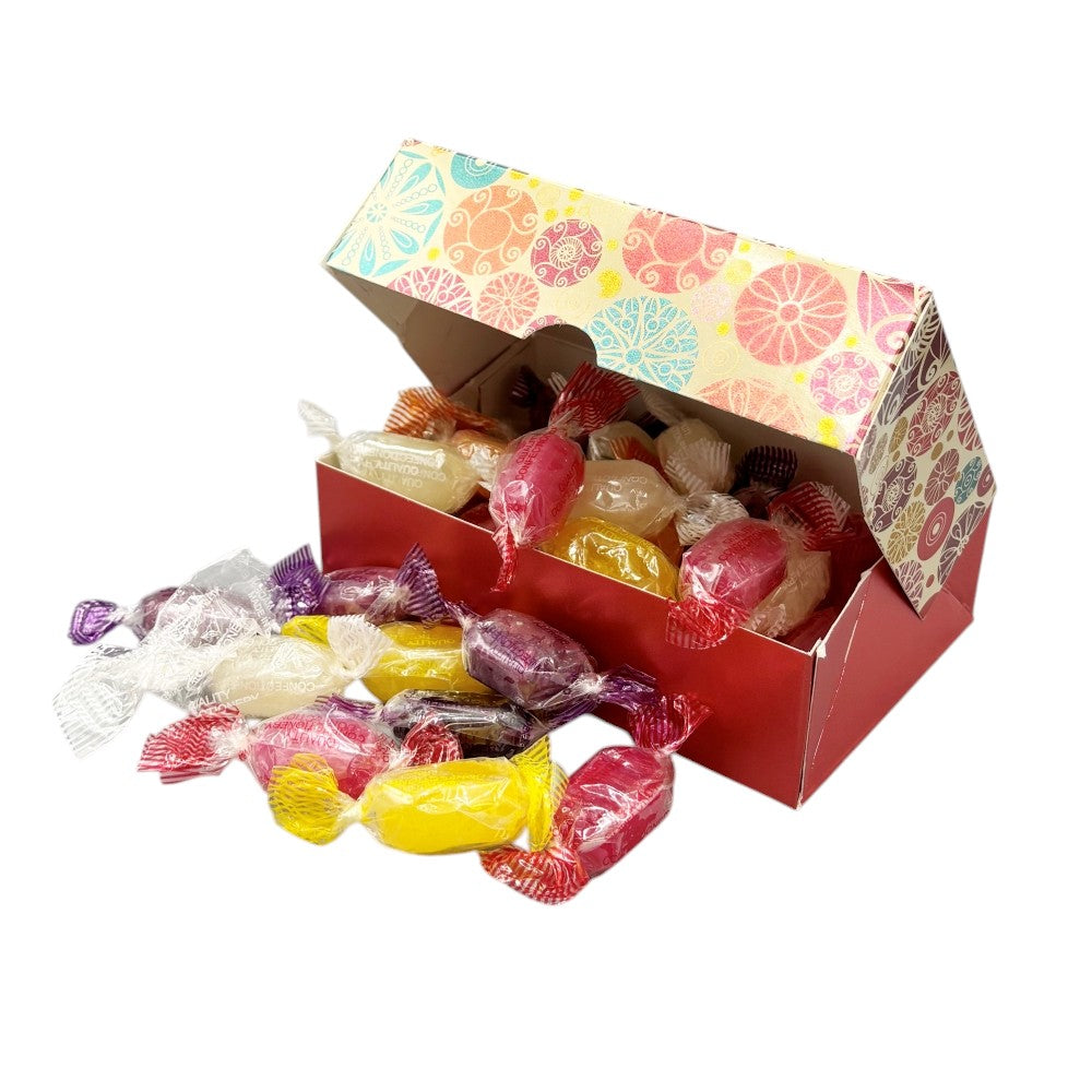 250g Rectangular Box Pattern of Hard Boiled Fruit Drop Sweet