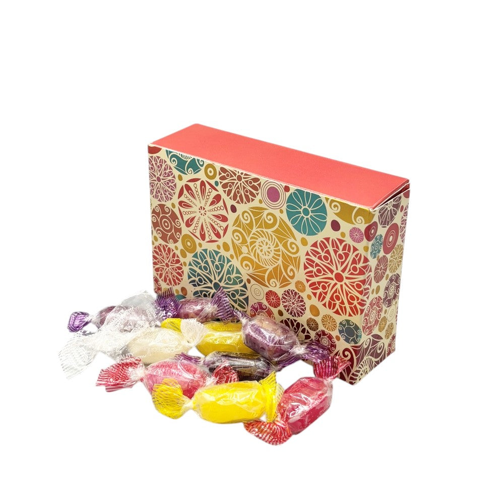 250g Rectangular Box Pattern of Hard Boiled Fruit Drop Sweet