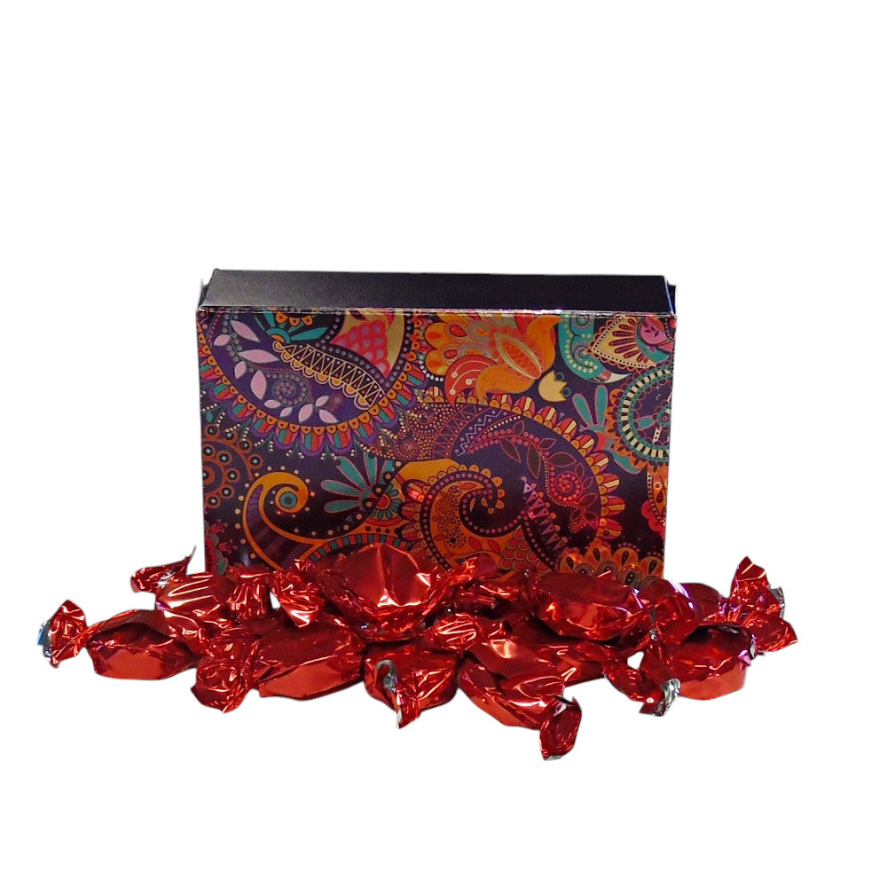 250g Rectangular Patterned Box of Buchanan Raspberry Caramel Toffee