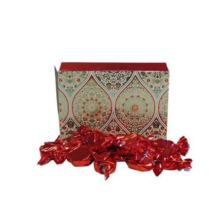 250g Rectangular Patterned Box of Buchanan Raspberry Caramel Toffee