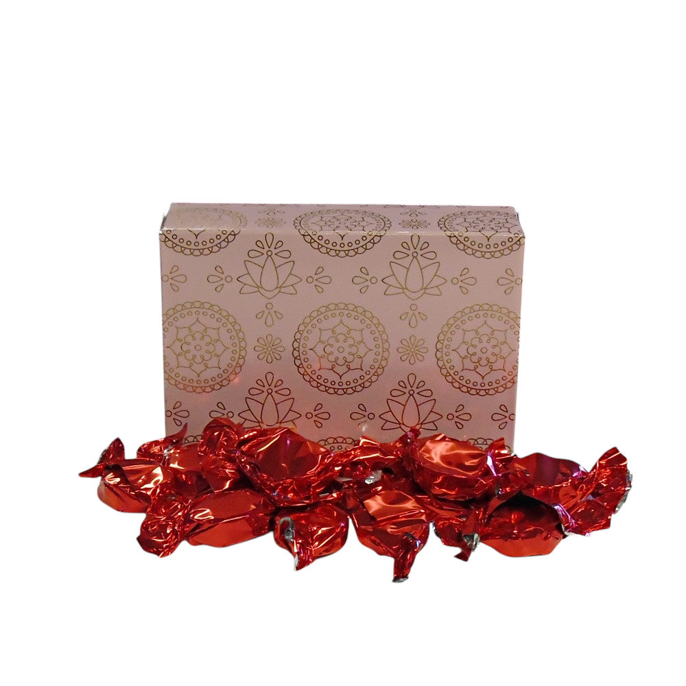 250g Rectangular Patterned Box of Buchanan Raspberry Caramel Toffee