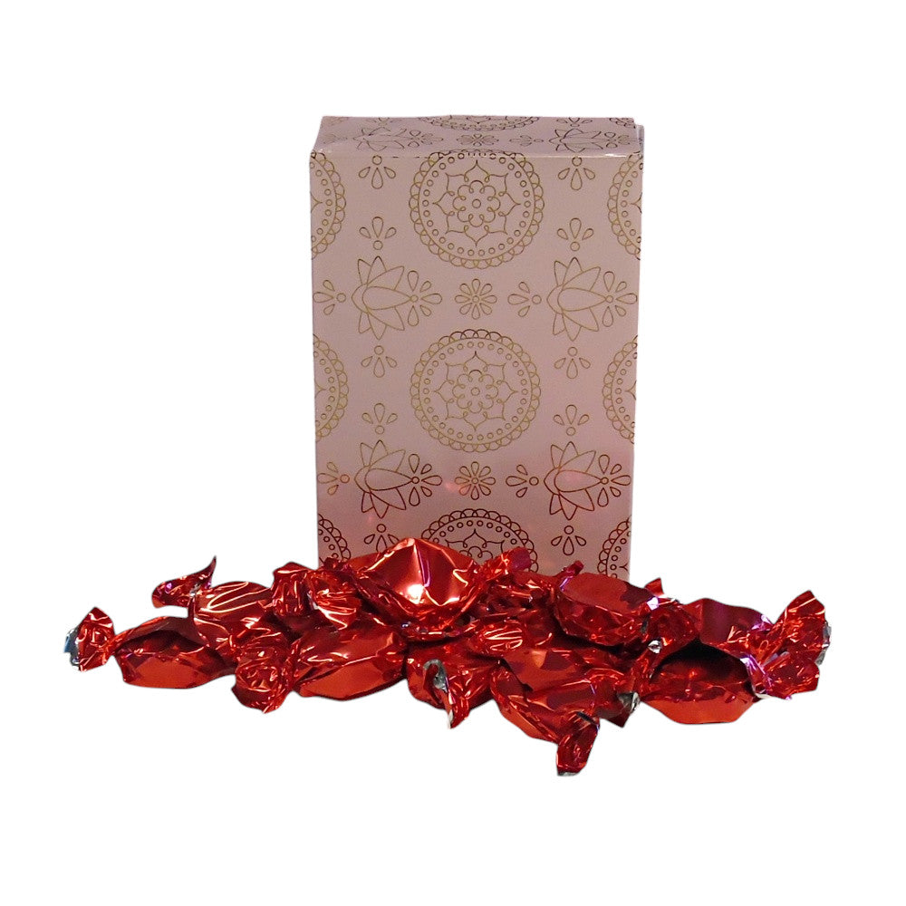 250g Rectangular Patterned Box of Buchanan Raspberry Caramel Toffee