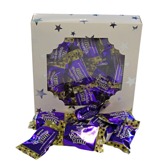 250g Square Window Box of Walkers Double Dipped Chocolate Toffee