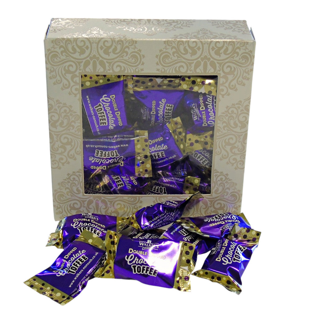250g Square Window Box of Walkers Double Dipped Chocolate Toffee