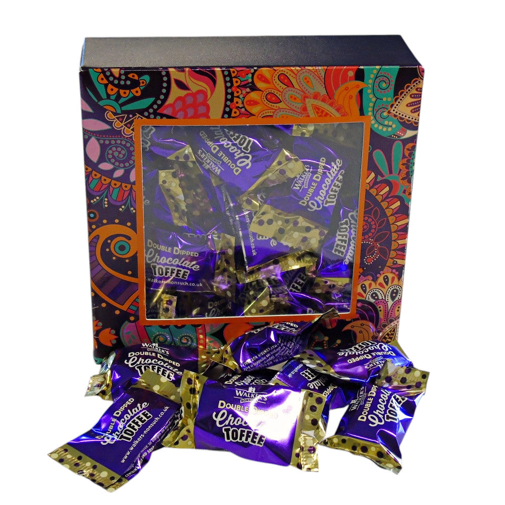 250g Square Window Box of Walkers Double Dipped Chocolate Toffee