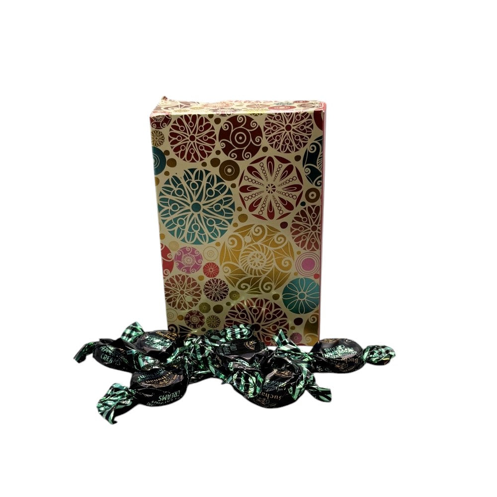 250g Rectangular Patterned Box of Buchanan's Chocolate Peppermint Creams