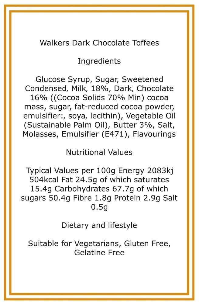 350g Rectangular Box of Walkers Dark Chocolate Toffee