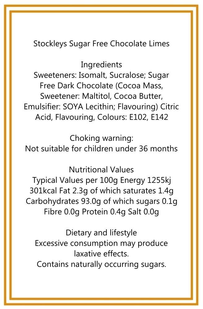 350g Rectangular Box of Sugar Free Chocolate Limes Sweets
