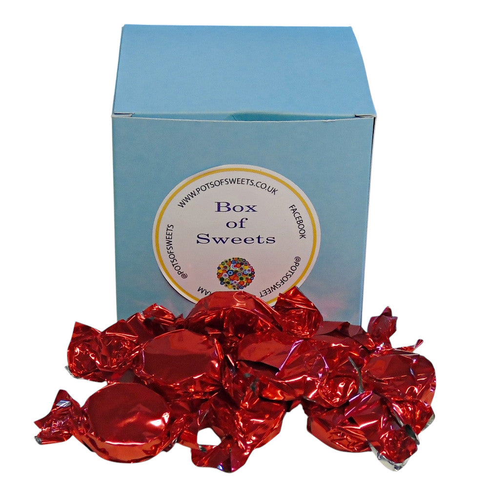 300g Square Coloured Box of Buchanan Raspberry Caramel Toffee