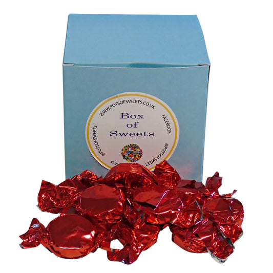 300g Square Coloured Box of Buchanan Raspberry Caramel Toffee