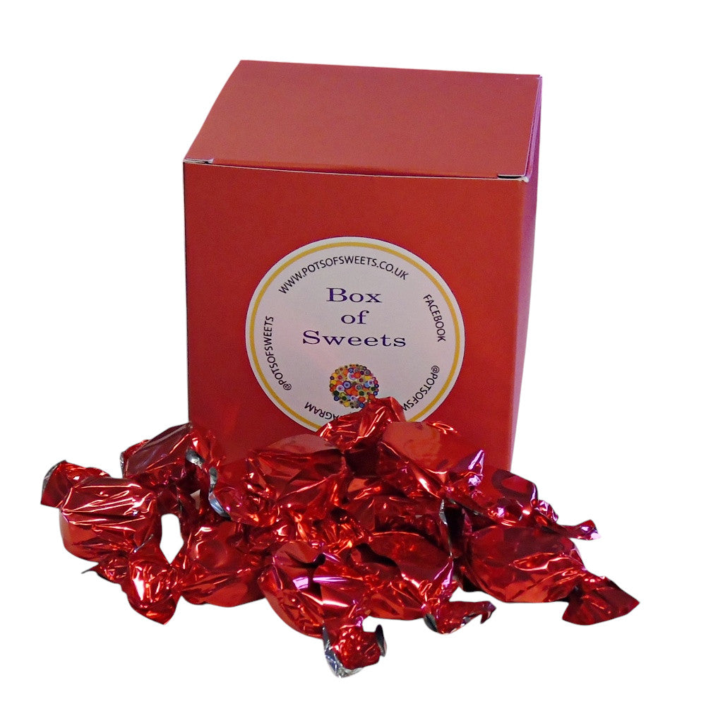 300g Square Coloured Box of Buchanan Raspberry Caramel Toffee