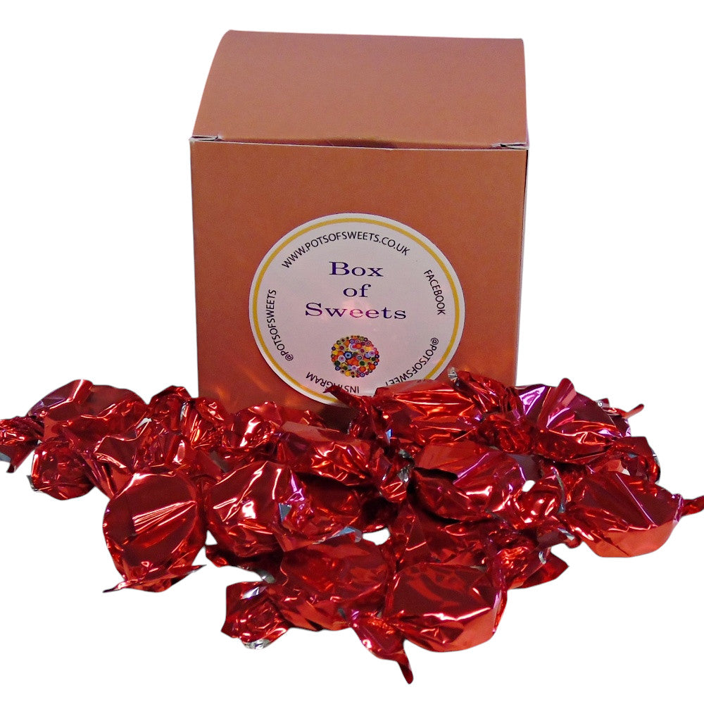 300g Square Coloured Box of Buchanan Raspberry Caramel Toffee