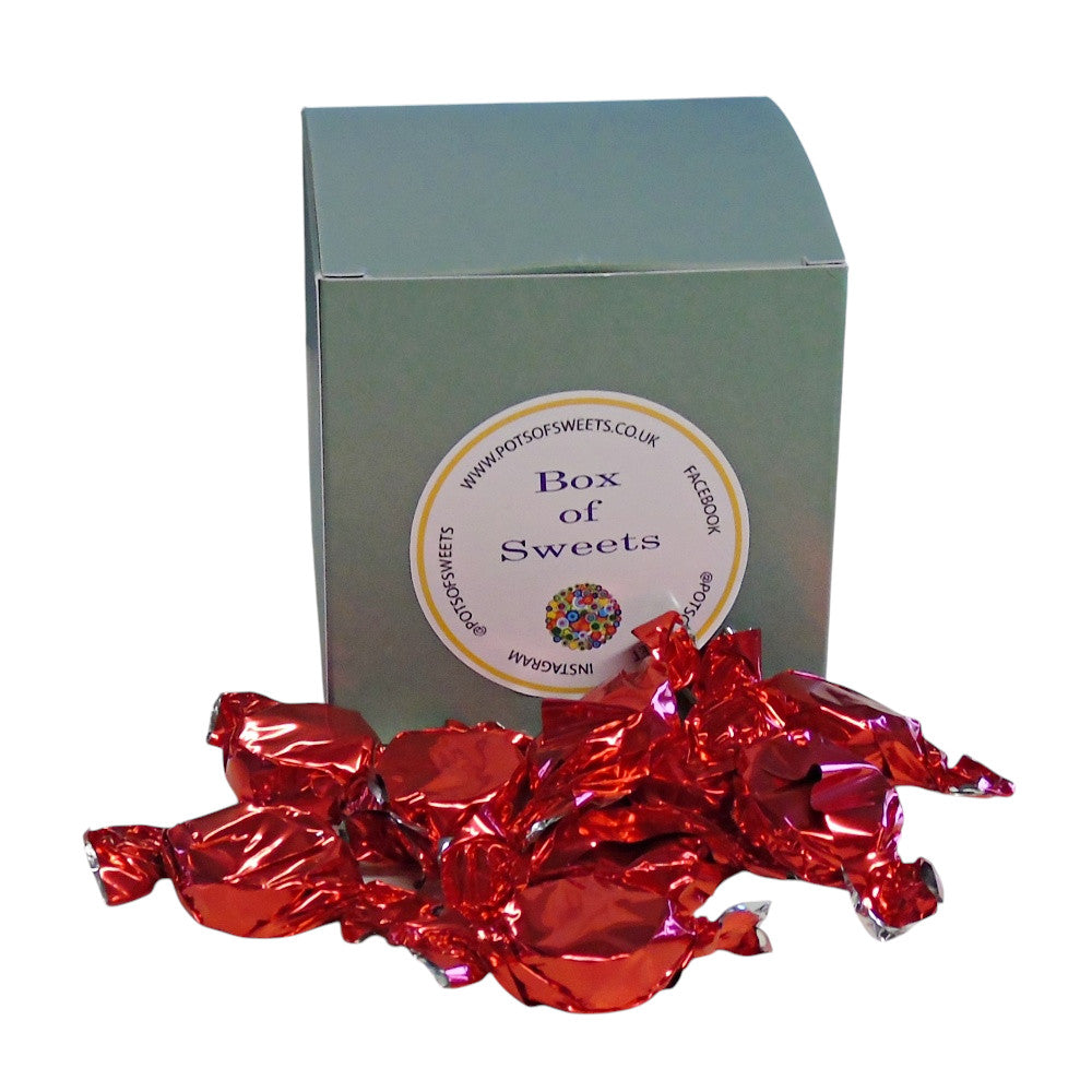 300g Square Coloured Box of Buchanan Raspberry Caramel Toffee