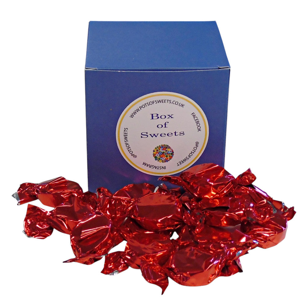 300g Square Coloured Box of Buchanan Raspberry Caramel Toffee