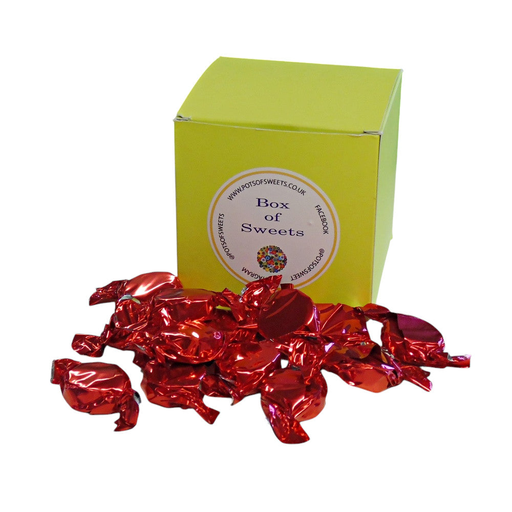 300g Square Coloured Box of Buchanan Raspberry Caramel Toffee