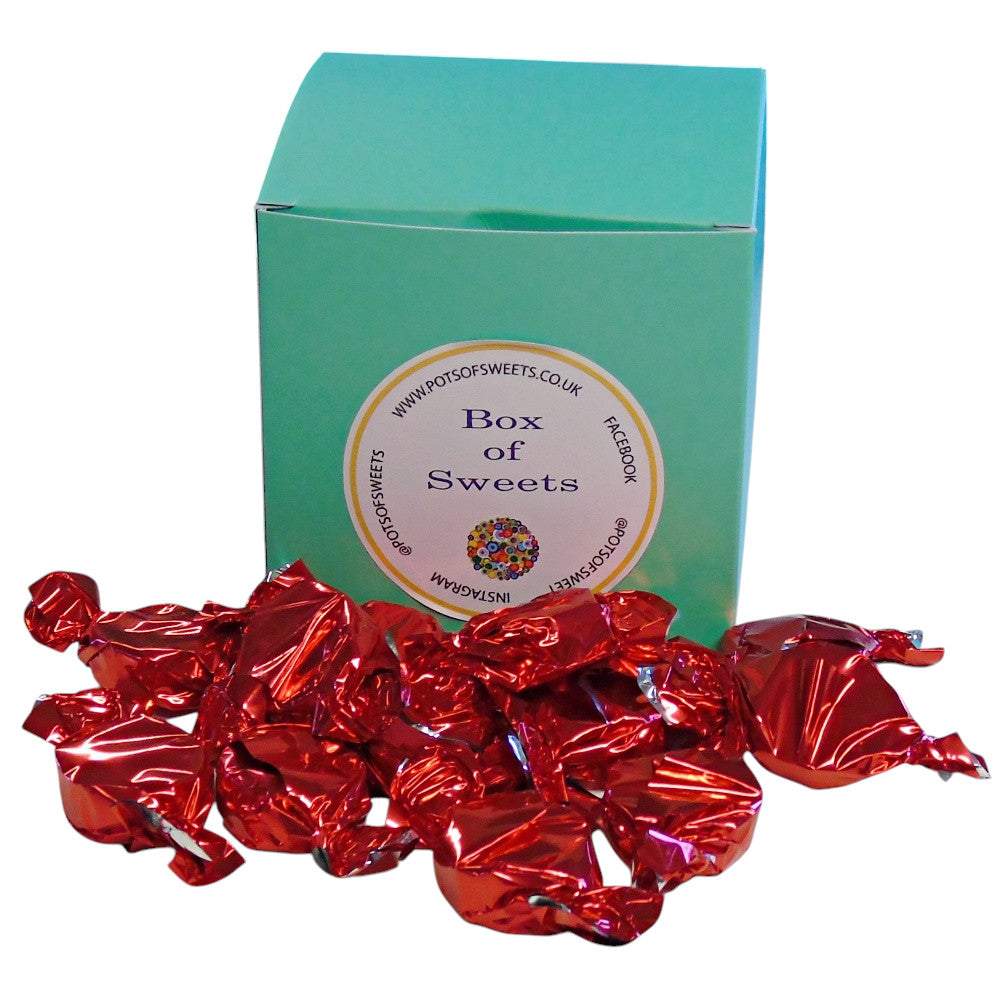300g Square Coloured Box of Buchanan Raspberry Caramel Toffee