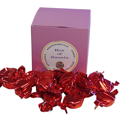 300g Square Coloured Box of Buchanan Raspberry Caramel Toffee