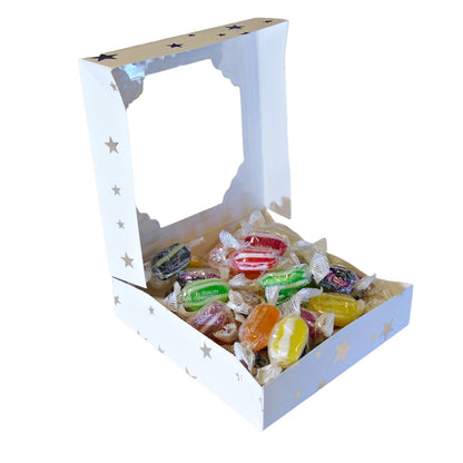 300g Square Window Star Pattern Box of Buchanans Winter Mix Hard Boiled Sweets