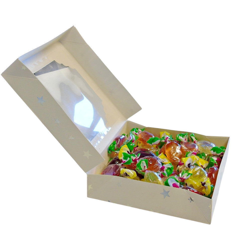 300g Square Window Pattern Box of Hard Boiled Fruit Drop Sweet