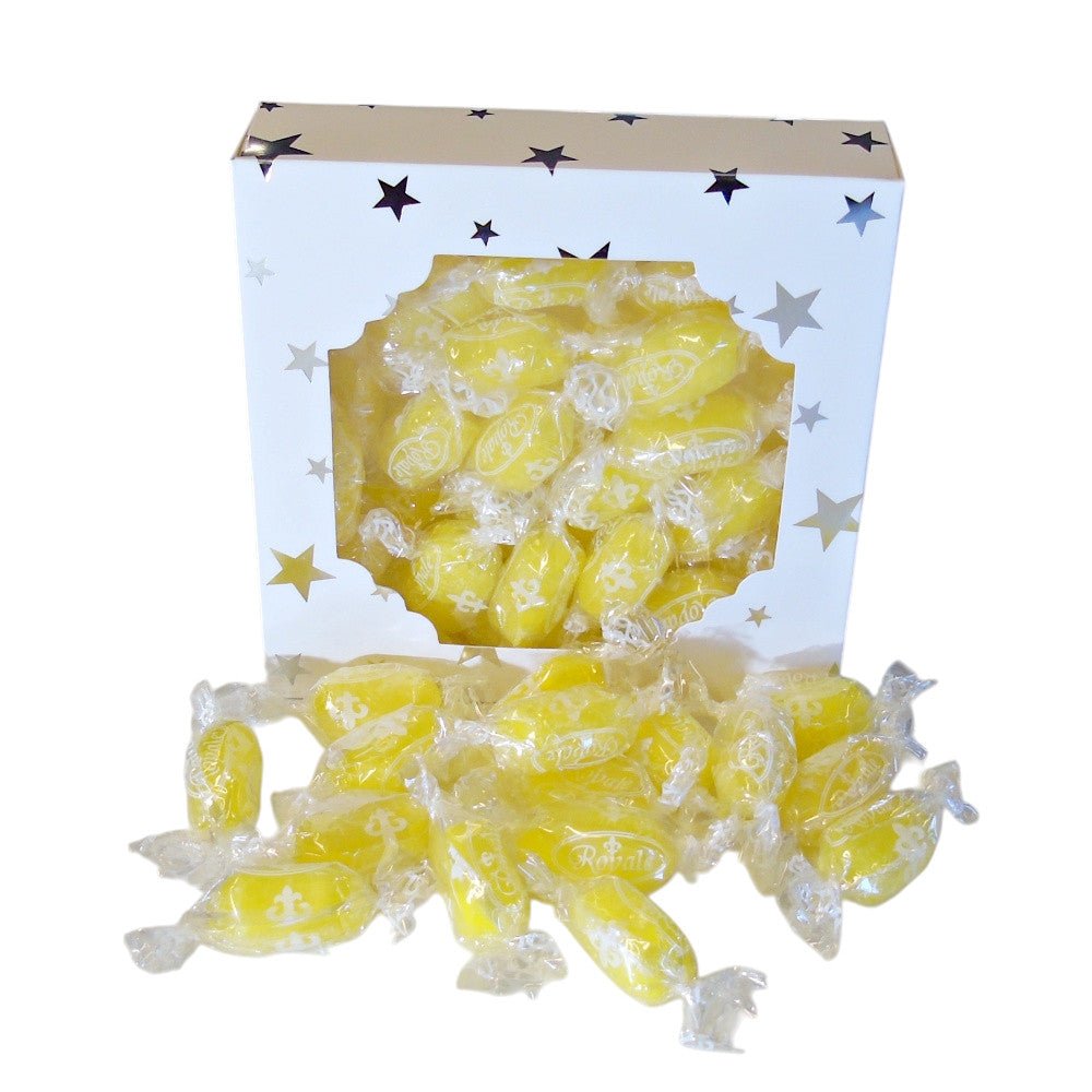 300g Square Window Star Pattern Box of Sherbet Lemon Sweets