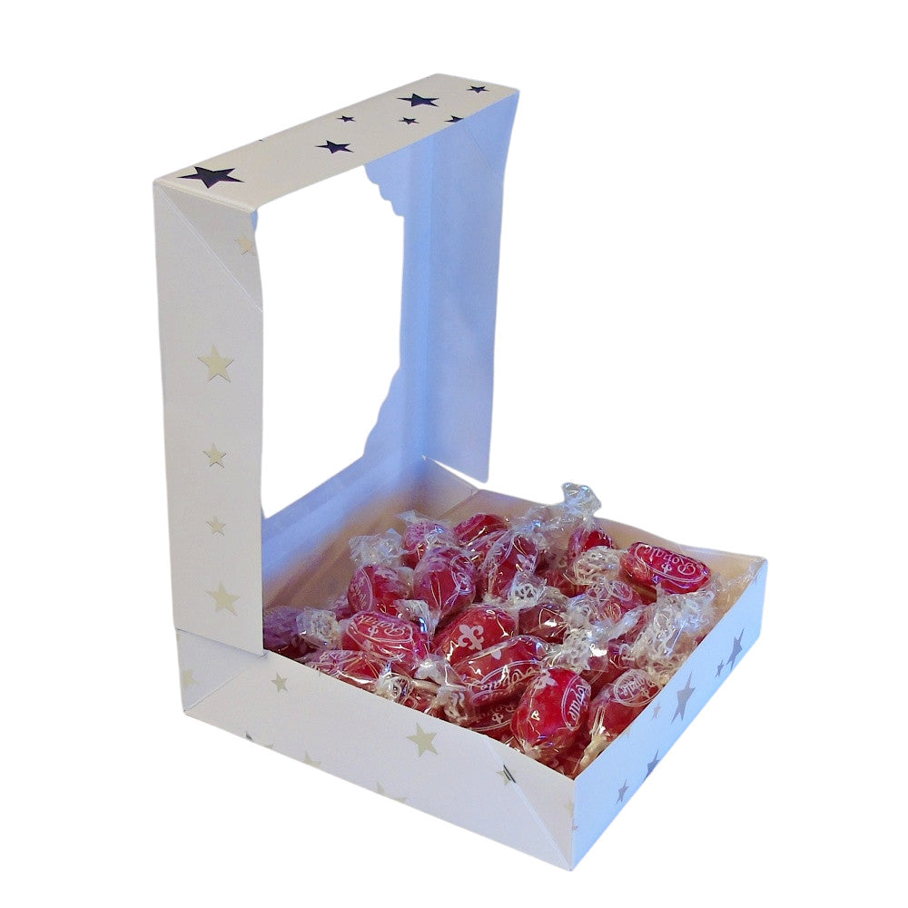 300g Square Window Star Pattern Box of Strawberry Sherbets Sweets
