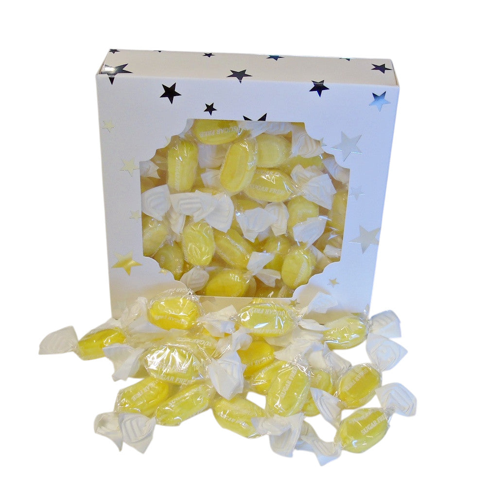 300g Square Window Star Pattern Box of Sugar Free Sherbet Lemons
