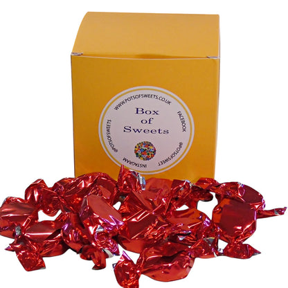 300g Square Coloured Box of Buchanan Raspberry Caramel Toffee