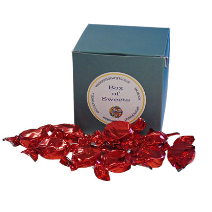 300g Square Coloured Box of Buchanan Raspberry Caramel Toffee