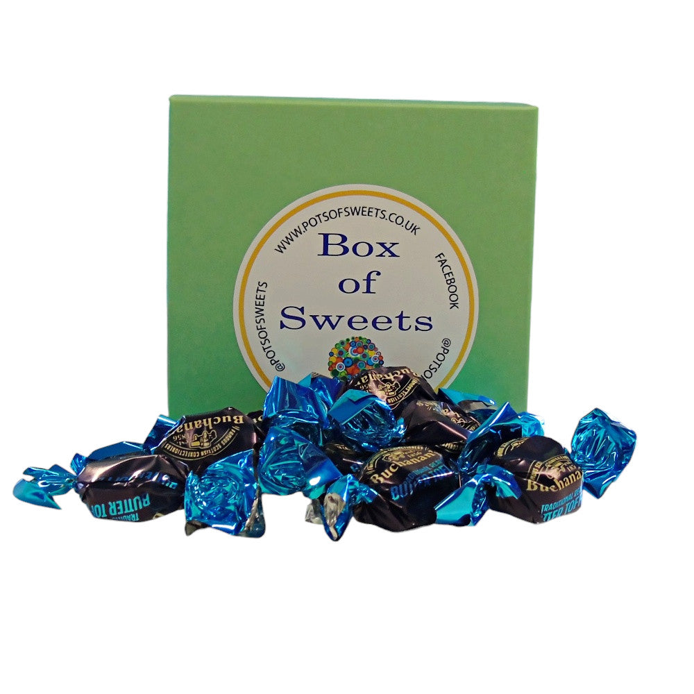 300g Square Coloured Box of Buchanans Butter Toffee