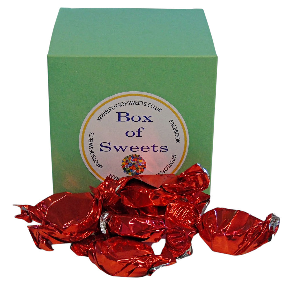 300g Square Coloured Box of Buchanan Raspberry Caramel Toffee