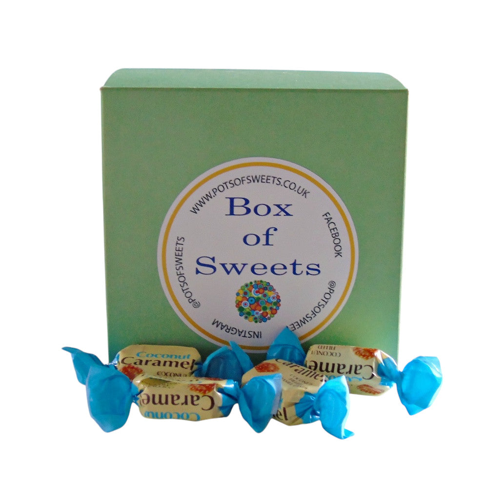 300g Square Coloured Box of YUMMYs Coconut Caramel Chews