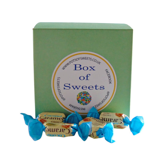 300g Square Coloured Box of YUMMYs Coconut Caramel Chews
