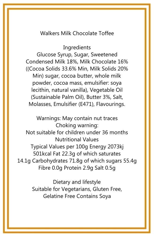350g Rectangular Box of Walkers Milk Chocolate Toffee