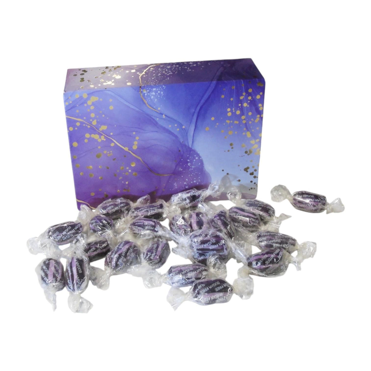 350g Rectangular Box of Sugar Free Blackcurrant and Liquorice