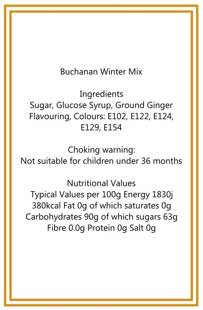 350g Rectangular Box of Buchanans Winter Mix Hard Boiled Sweets