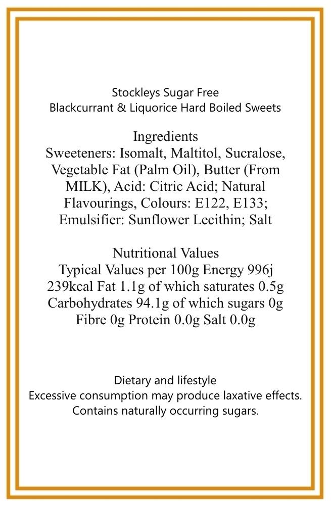 350g Rectangular Box of Sugar Free Blackcurrant and Liquorice