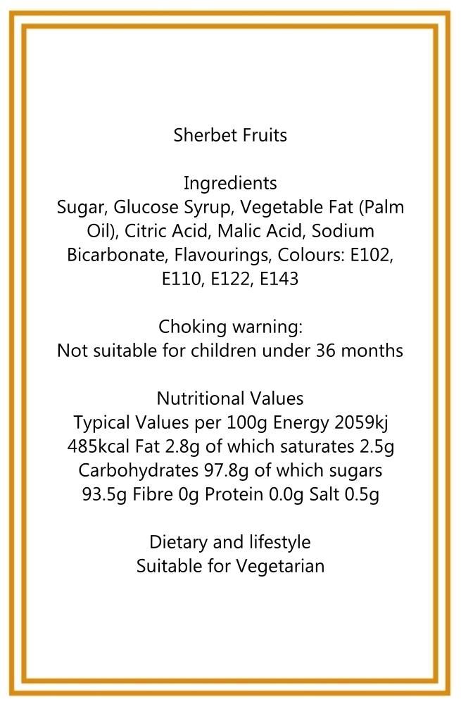350g Rectangular Box of Sherbet Fruits