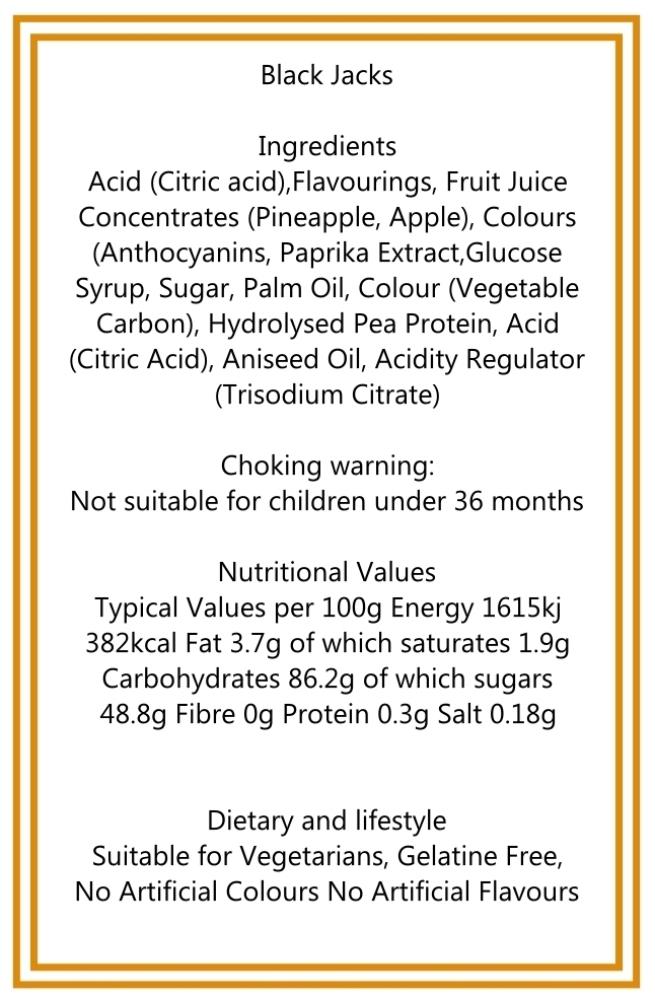 250g White Tube of Black Jacks Sweets
