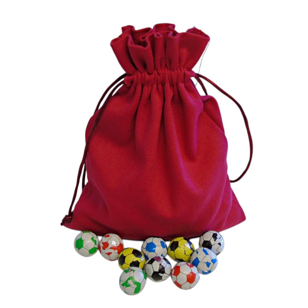 250g Cotton Bag of Individually Wrapped Chocolate Flavoured Footballs
