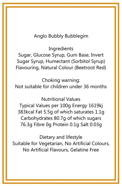 300g Square Box of Anglo Bubble Bubblegum