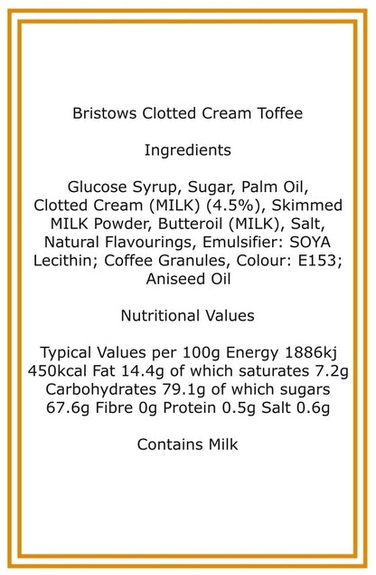 250g Cotton Bag of Bristows Clotted Cream Toffee