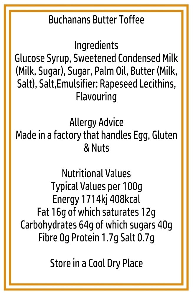 300g Square Window Box of Buchanans Butter Toffee