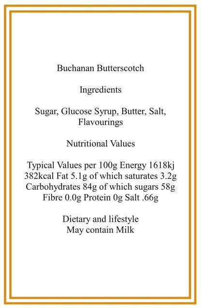 300g Square Window Patterned Box of Buchanan Butterscotch