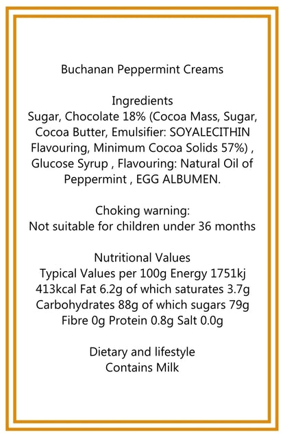 300g Square Window Star Pattern Box of Buchanans Chocolate Peppermint Creams