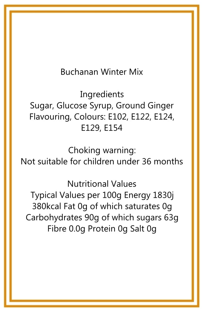 300g Square Window Pattern Box of Buchanans Winter Mix Hard Boiled Sweets